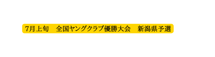 7月上旬 全国ヤングクラブ優勝大会 新潟県予選